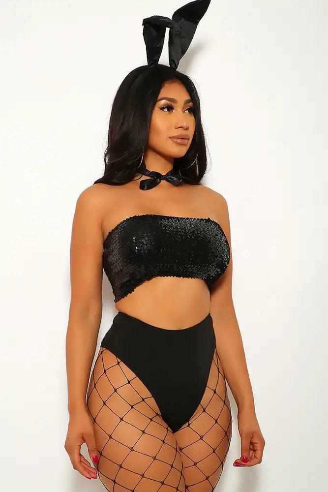 Black Bunny Play 4 Piece Costume - AMIClubwear