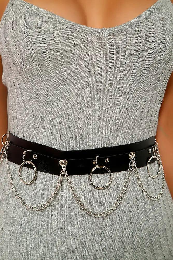Black Chain Accent Belt - AMIClubwear