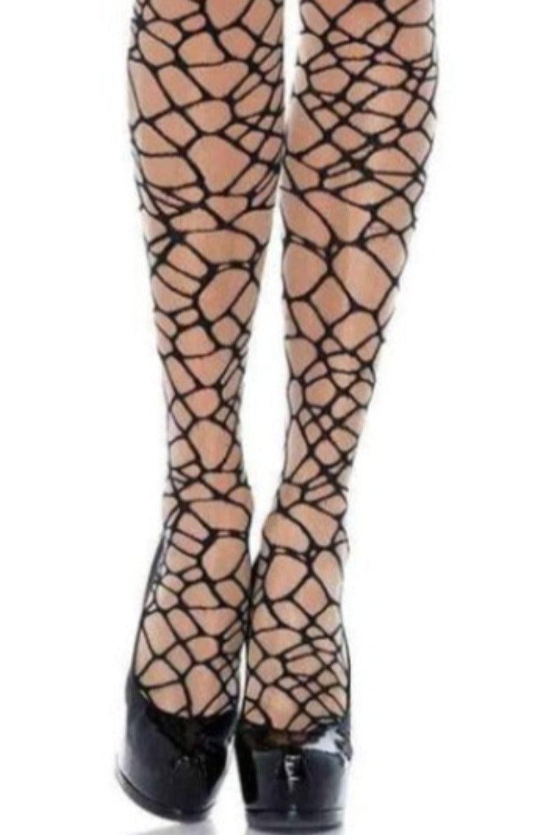 Black Crackle Spandex Woven Pantyhose - AMIClubwear