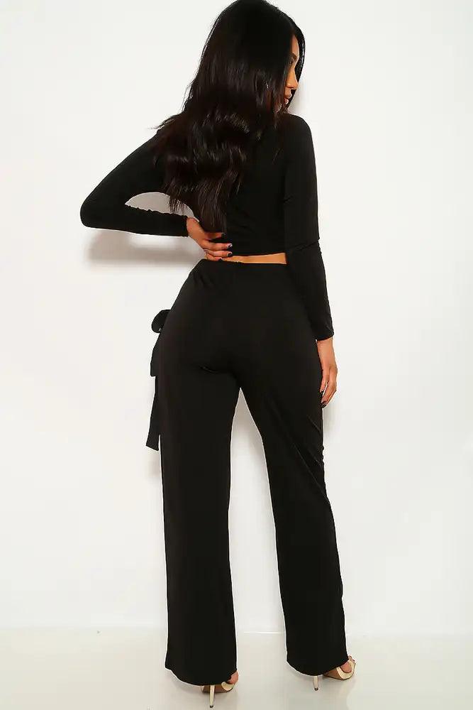 Black Criss Cross Long Sleeve Two Piece Outfit - AMIClubwear