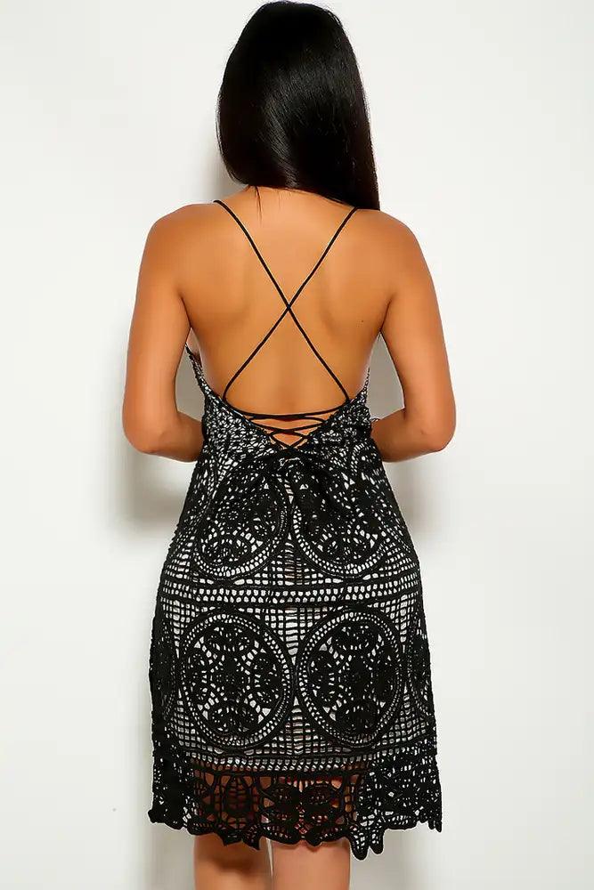 Black Crochet Party Dress - AMIClubwear