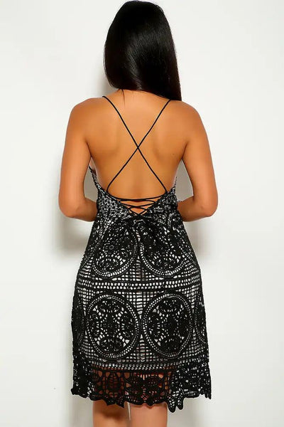 Black Crochet Party Dress - AMIClubwear