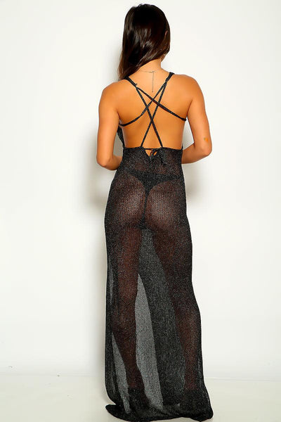 Black Crochet Sleeveless Sexy Maxi Dress - AMIClubwear
