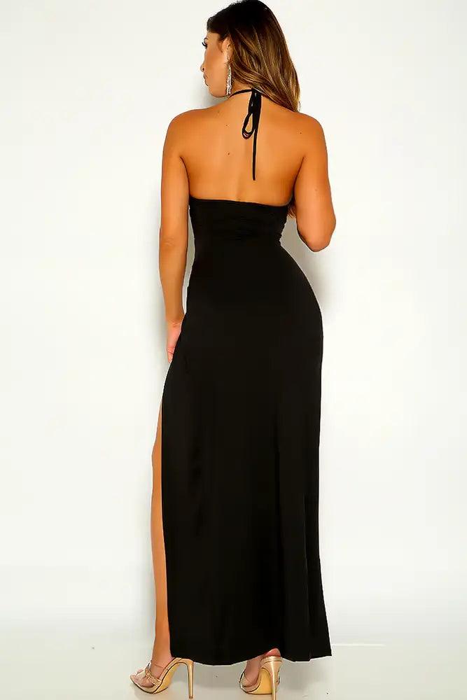 Black Cut Out Halter Party Dress - AMIClubwear