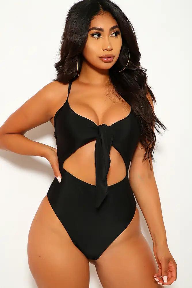 Black Cut Out One Piece Swimsuit - AMIClubwear