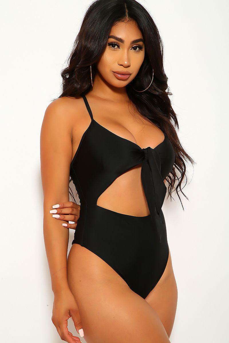 Black Cut Out One Piece Swimsuit - AMIClubwear