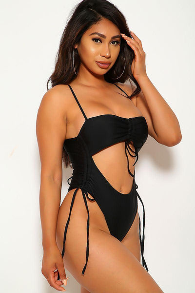 Black Cut Out One Piece Swimsuit - AMIClubwear