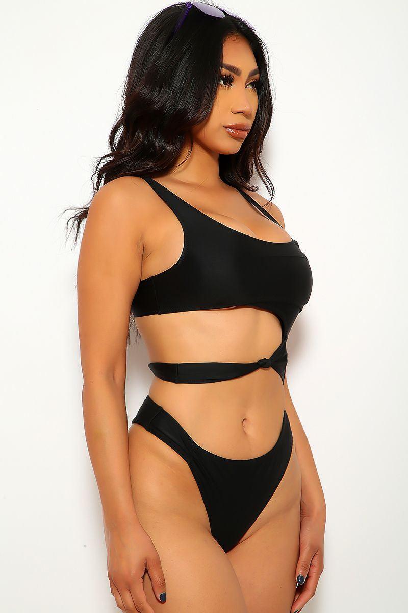 Black Cut Out One Piece Swimsuit - AMIClubwear