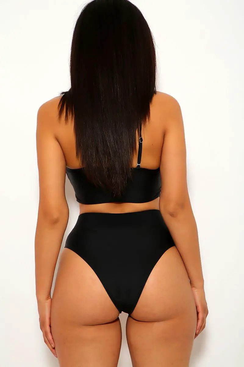 Black Cut Out Padded Two Piece Swimsuit