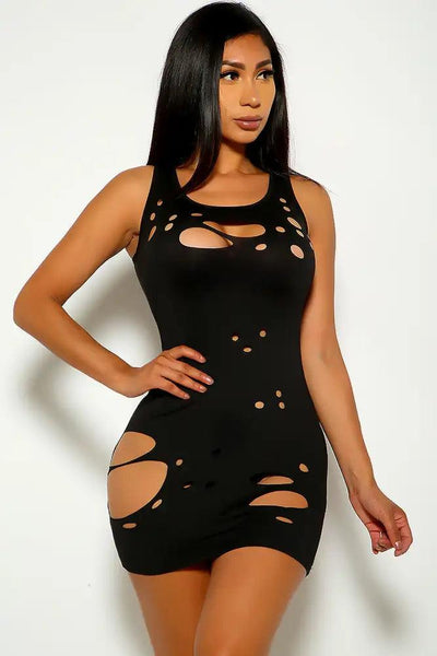 Black Cut Out Party Dress - AMIClubwear