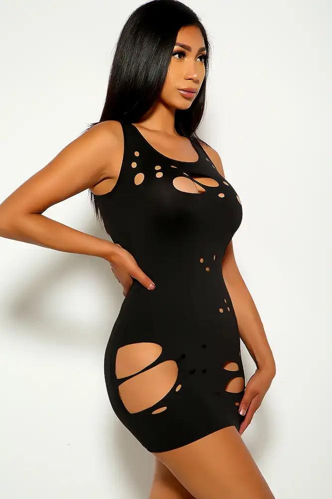Black Cut Out Party Dress - AMIClubwear