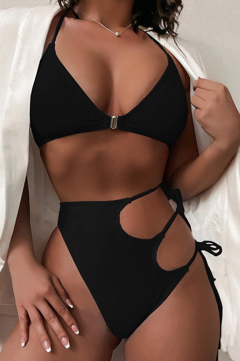 Black Cut Out Sexy Two Piece Swimsuit - AMIClubwear