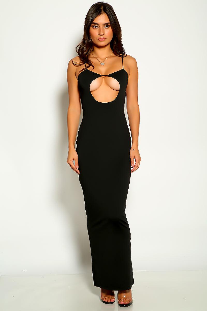 Black Cut Out Sleeveless Back Strappy Maxi Sexy Party Dress - AMIClubwear