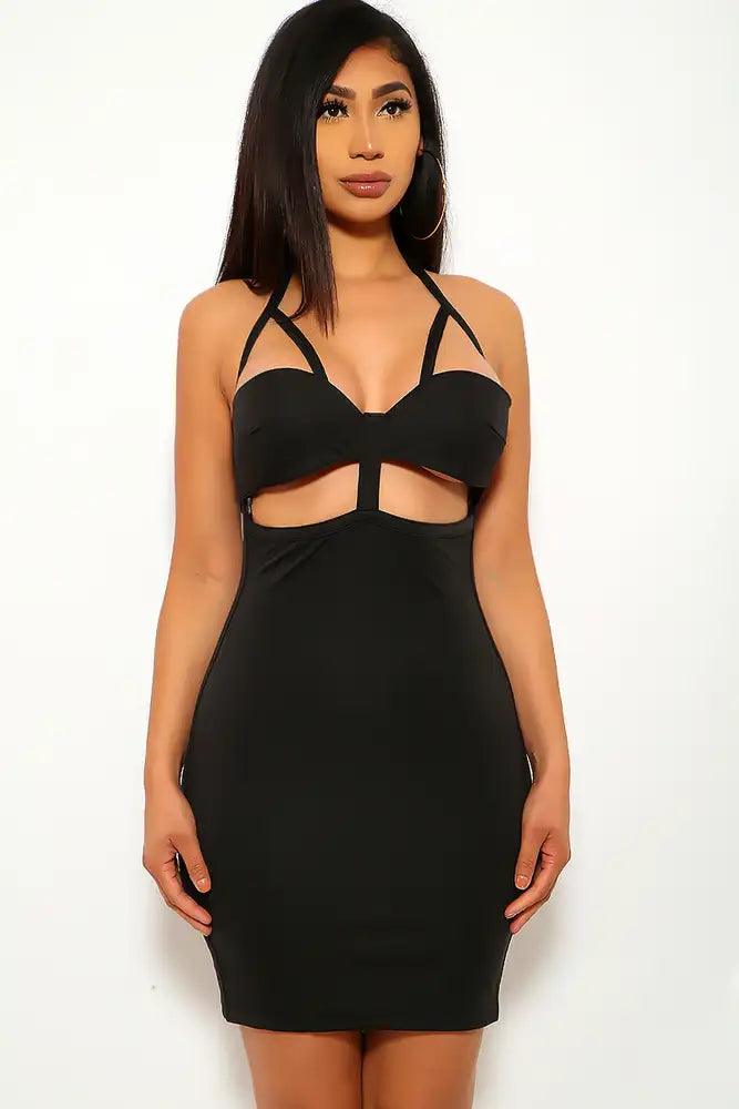 Black Cut Out Sleeveless Party Dress - AMIClubwear