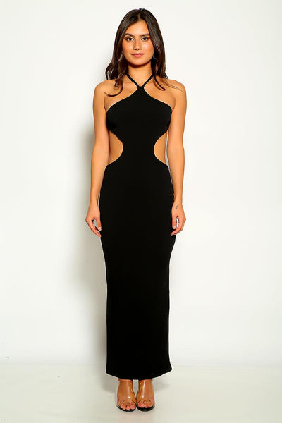 Black Cut Out Sleeveless Sexy Maxi Sexy Party Dress - AMIClubwear