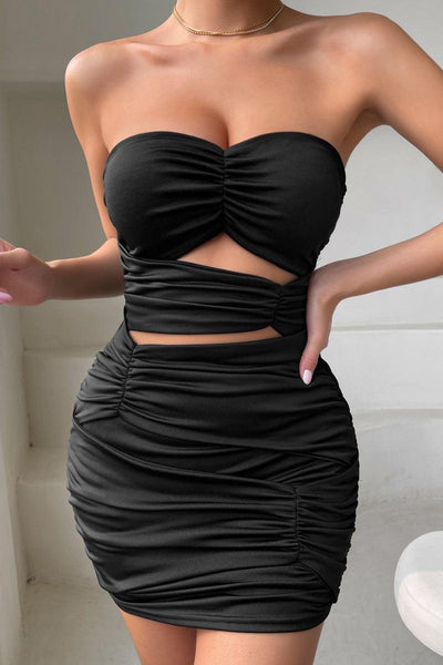 Black Cut Out Strapless Sexy Party Dress - AMIClubwear