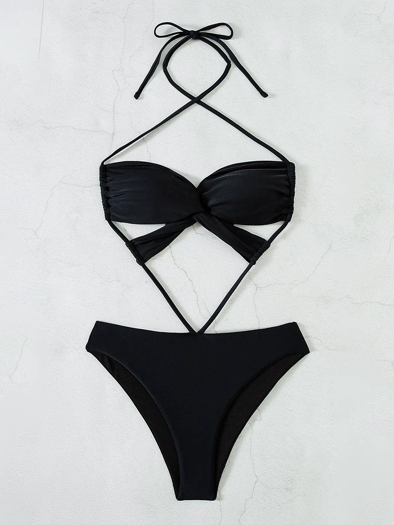 Black Cutout Sexy 1pc Swimsuit