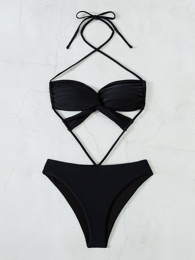 Black Cutout Sexy 1pc Swimsuit - AMIClubwear