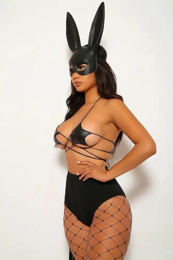 Black Dark Play Bunny Star 2 Piece Sexy Halloween Costume