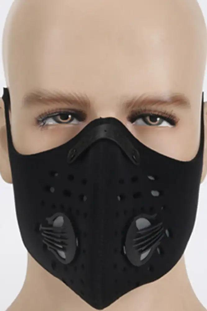Black Double Respirator Filter Reusable Face Mask - AMIClubwear