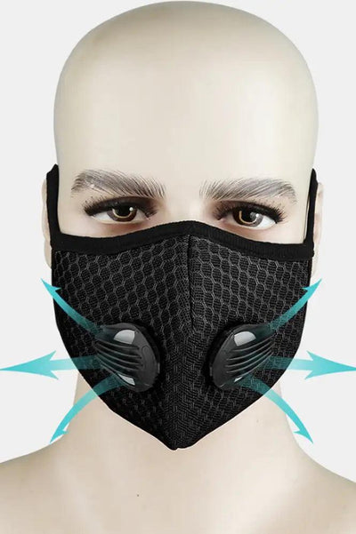 Black Double Respirator Washable Face Mask - AMIClubwear