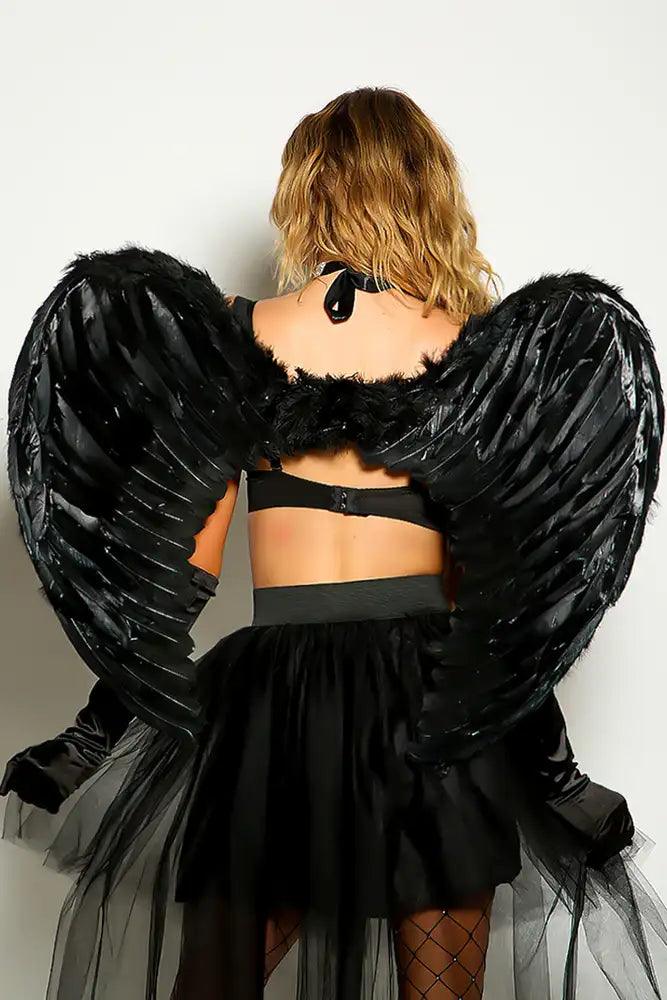 Black Faux Feather Wings Costume Accessory - AMIClubwear