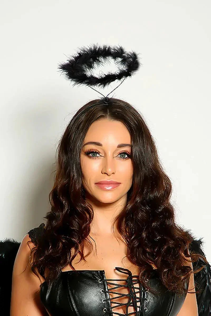Black Faux Fur Halo Headband Costume Accessory – AMIClubwear