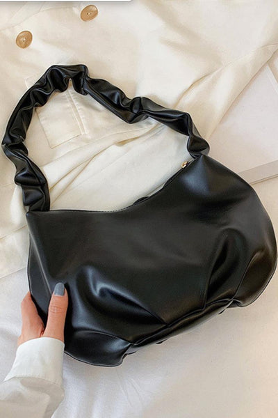 Black Faux Leather Handbag - AMIClubwear