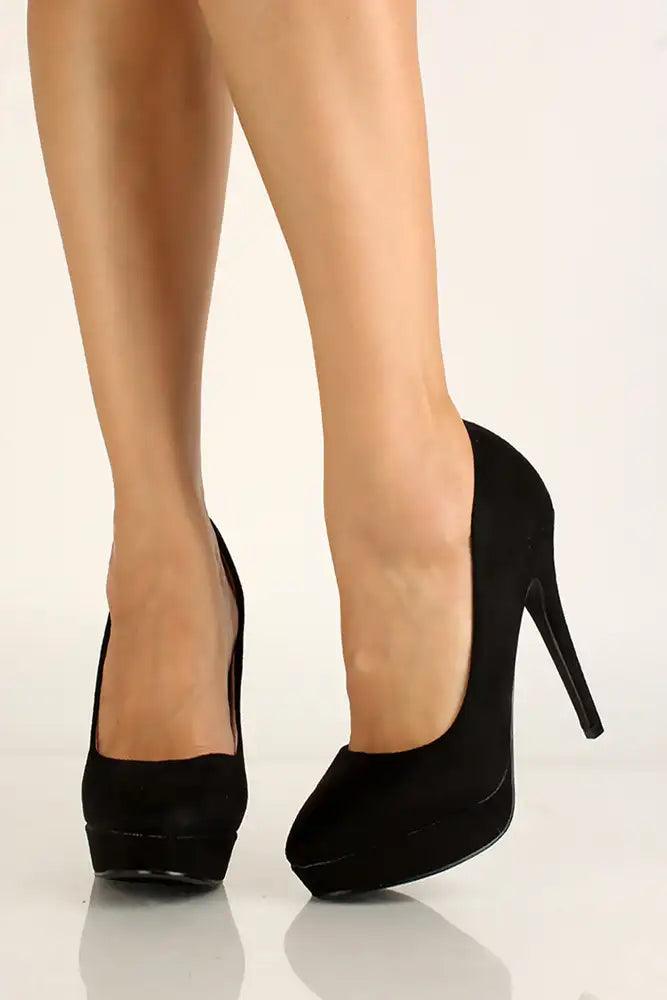 Black Faux Suede High Heel Pumps - AMIClubwear