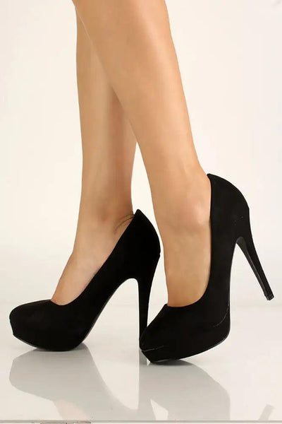 Black Faux Suede High Heel Pumps - AMIClubwear