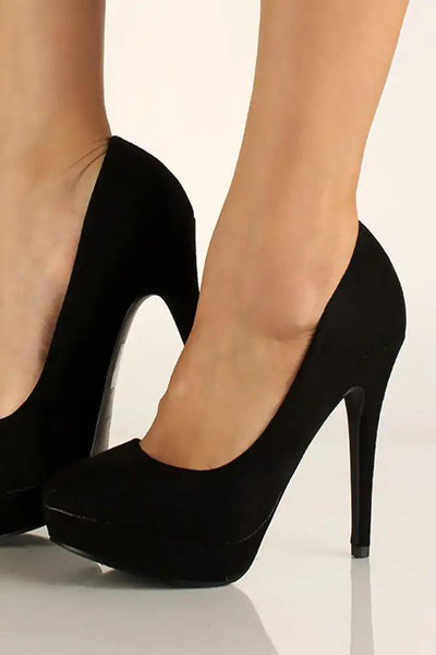 Black Faux Suede High Heel Pumps - AMIClubwear