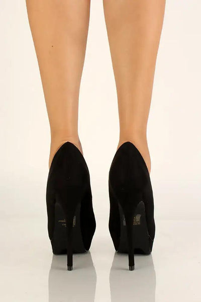 Black Faux Suede High Heel Pumps - AMIClubwear