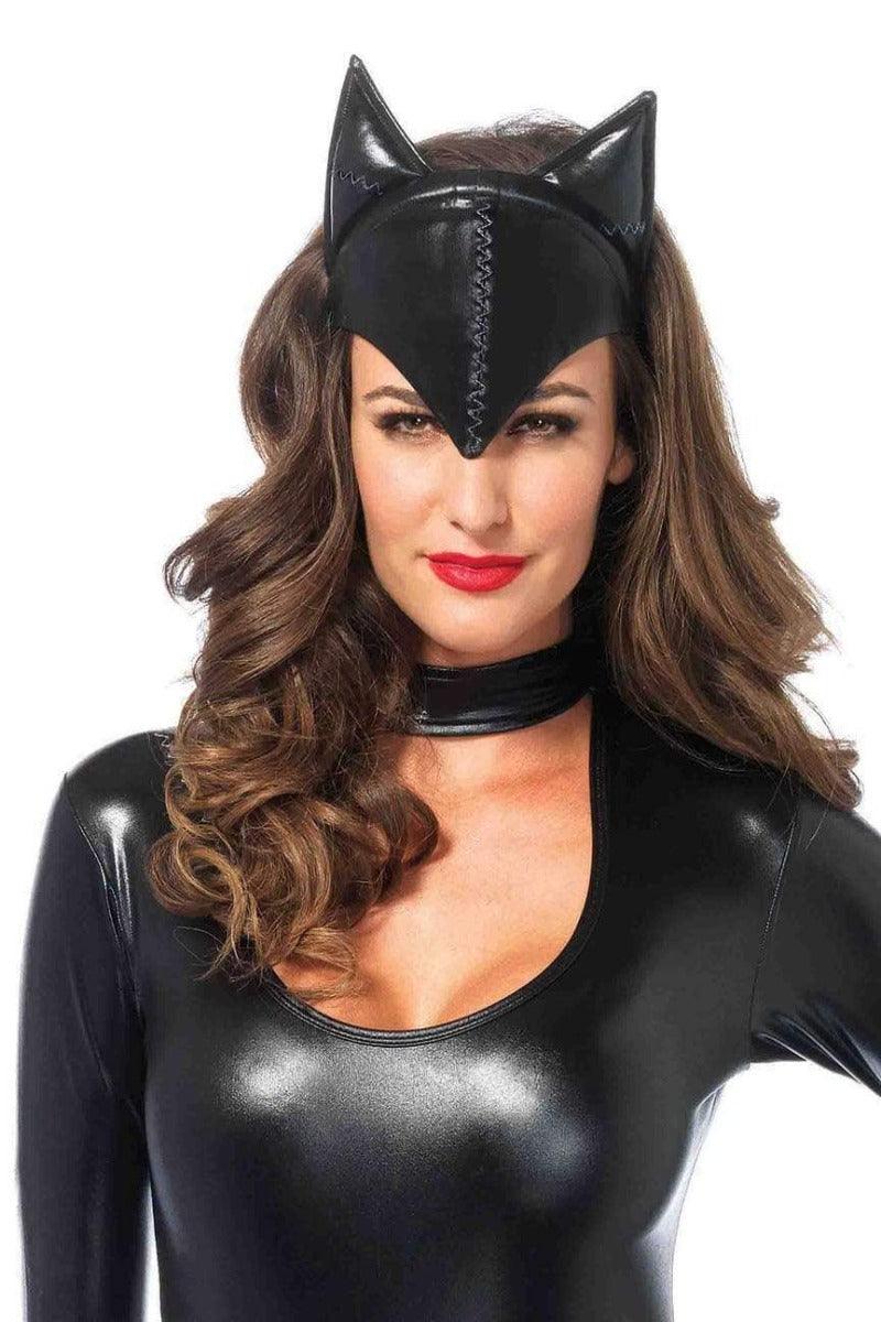 Black Feline Costume Accessory Mask Headband - AMIClubwear