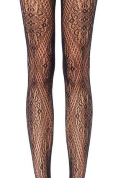 Black Florentine Lace Pantyhose - AMIClubwear