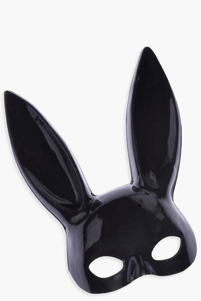 Black Glossy Bunny Mask Costume Accessory - AMIClubwear