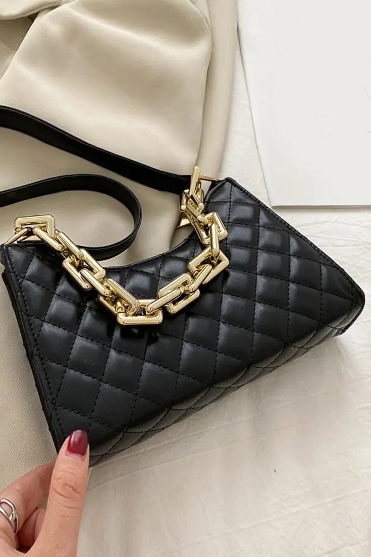 Black Gold Quilted Handbag