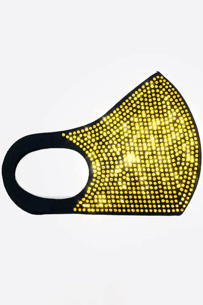 Black Gold Rhinestone Accent Face Mask - AMIClubwear