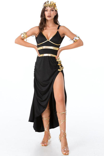 Black Gold Sexy Heavenly Goddess 4 Pc Costume - AMIClubwear