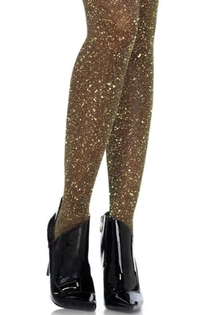 Black Gold Shimmery Tights - AMIClubwear