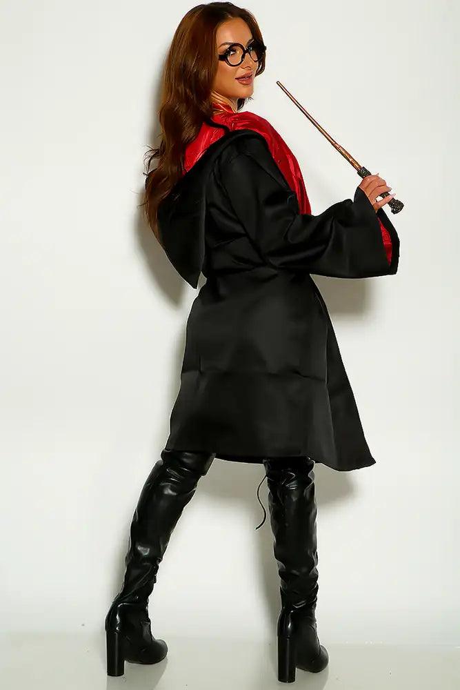 Black Grey Halter Caped 4 Piece Wizard Costume - AMIClubwear