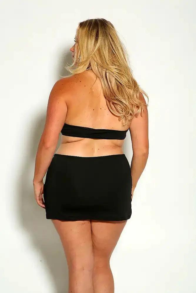 Black Halter O-Ring Cut Out Plus size Party Dress