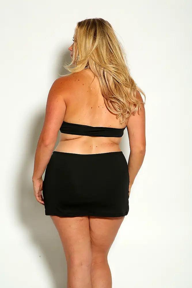 Black Halter O-Ring Cut Out Plus size Party Dress - AMIClubwear