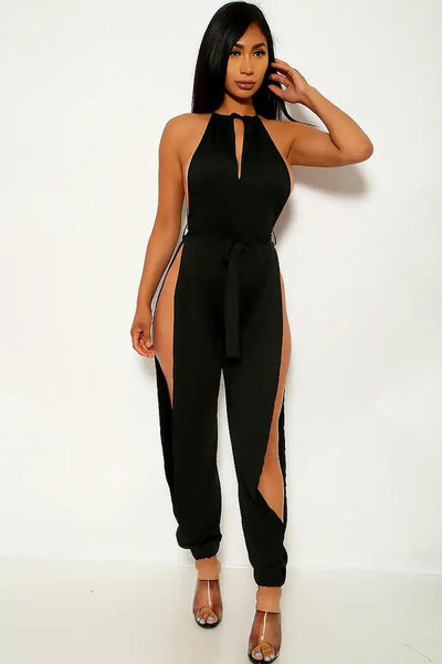 Black Sleeveless Cut Out Jumpsuit - AMIClubwear