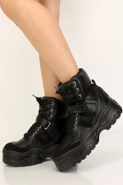 Black High Top Platform Sneakers - AMIClubwear