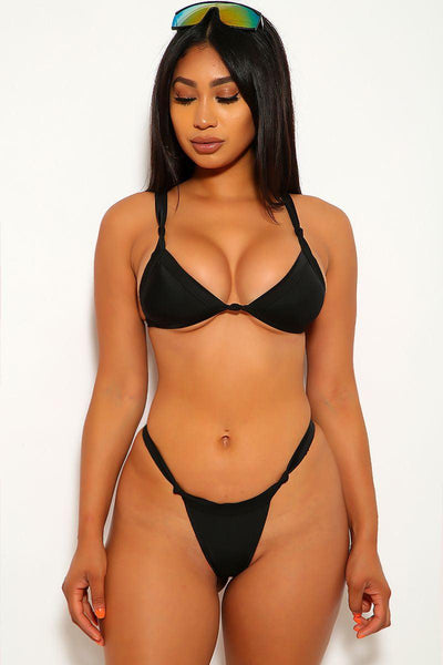 Black Knotted Two Piece Swimsuit - AMIClubwear