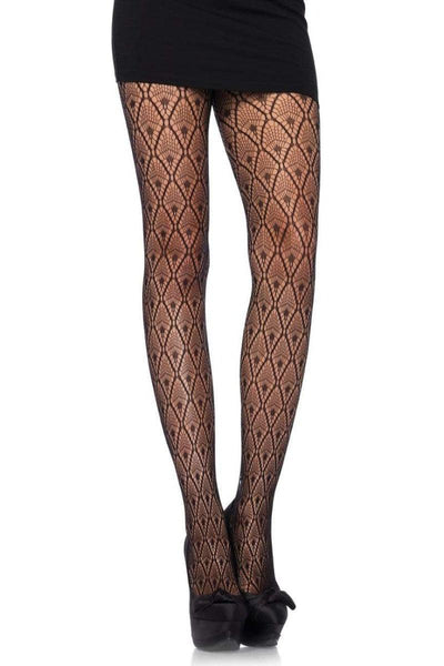Black Lace Embroidered Tights - AMIClubwear