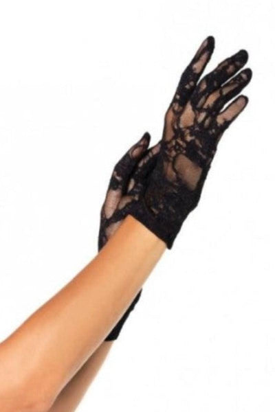 Black Lace Embroidered Wrist Gloves - AMIClubwear