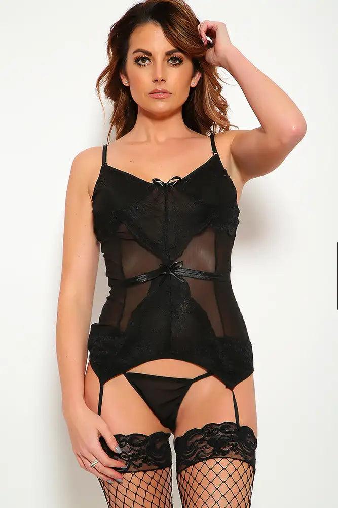 Black Lace Sheer Intimate Lingerie Set - AMIClubwear