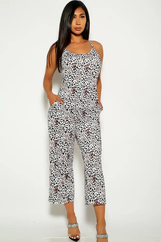 Black Leopard Print Flared Jumpsuit - AMIClubwear