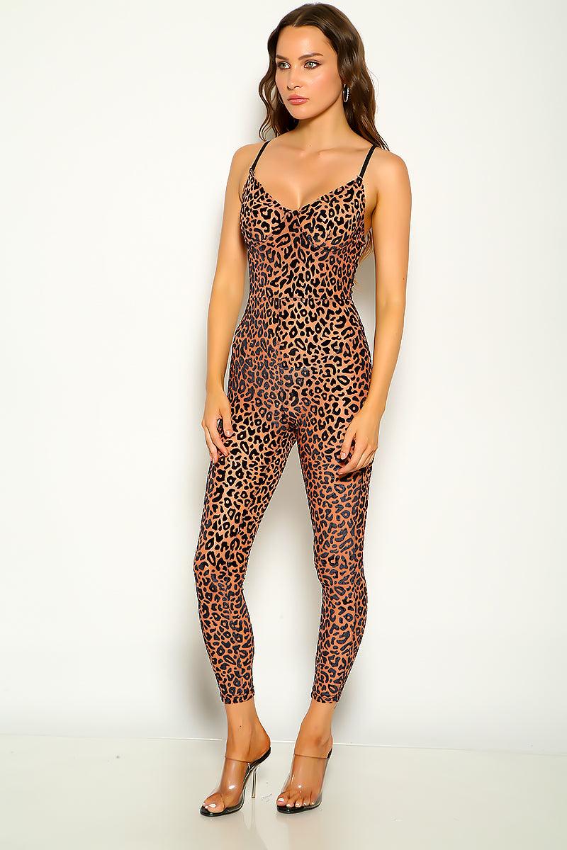 Black Leopard Print Sleeveless Jumpsuit - AMIClubwear